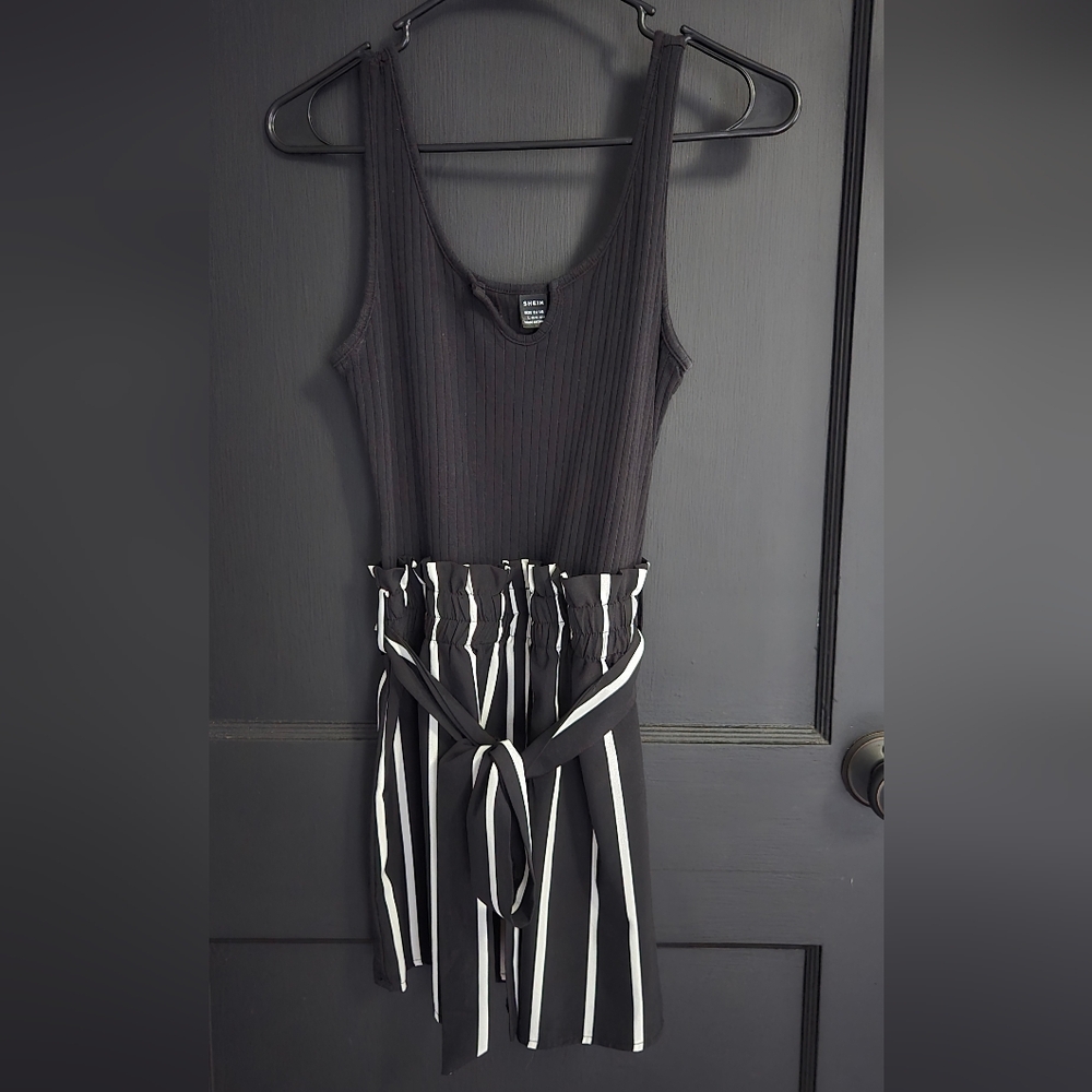 Black and White Striped Jumpsuit
